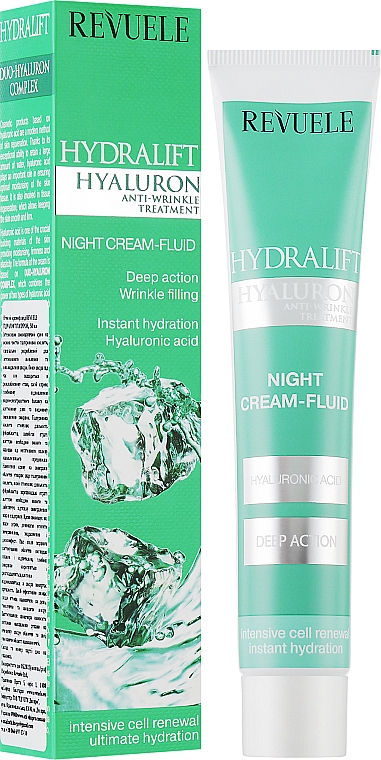 Przeciwzmarszczkowy krem-fluid do twarzy na noc - Revuele Hydralift Hyaluron Night Cream Fluid — Zdjęcie N2