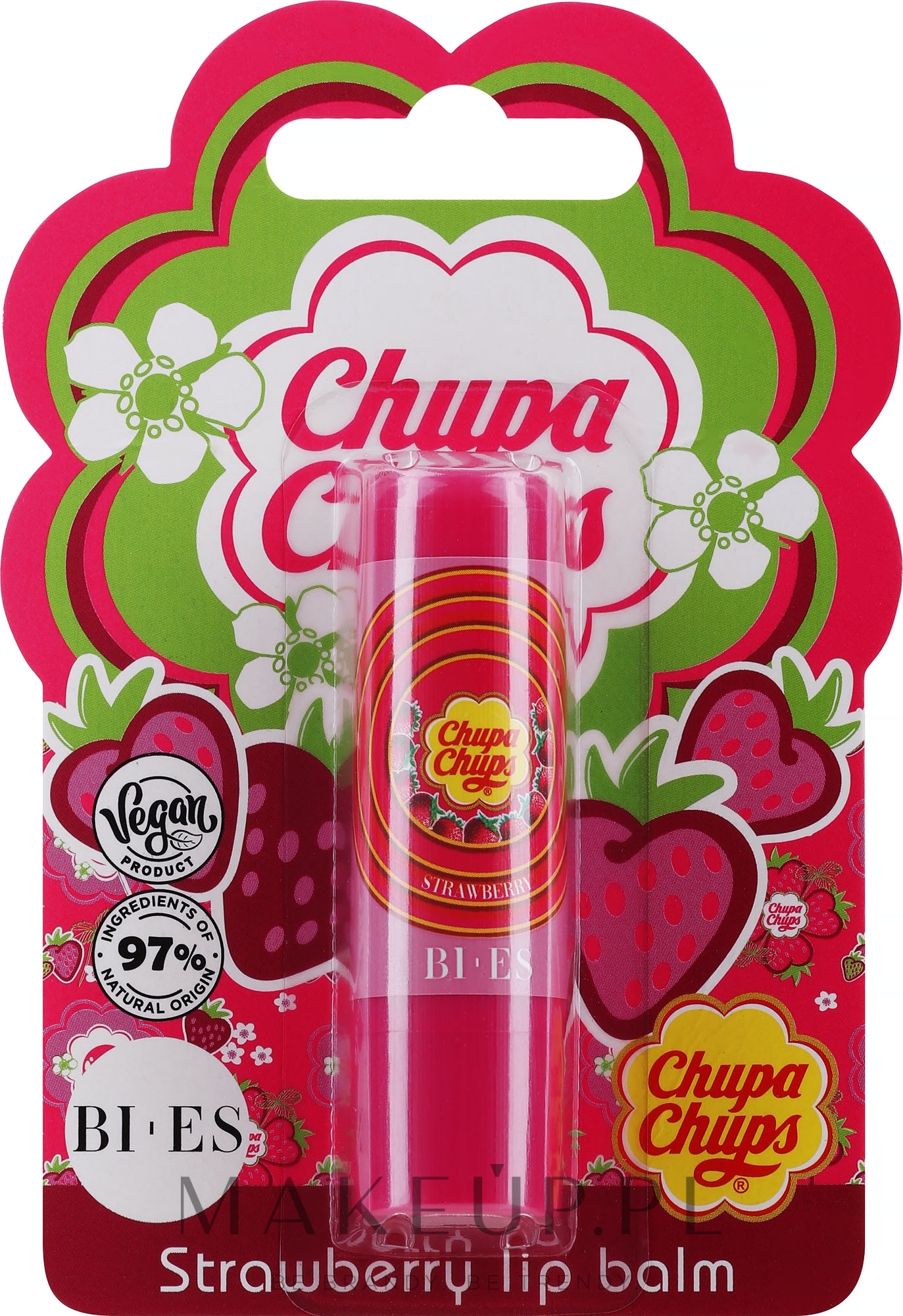 Truskawkowy balsam do ust - Bi-es Chupa Chups Natural & Vegan — Zdjęcie 4 g