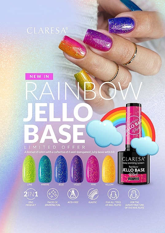 Baza pod lakier hybrydowy - Claresa Rainbow Jello Base — Zdjęcie N2