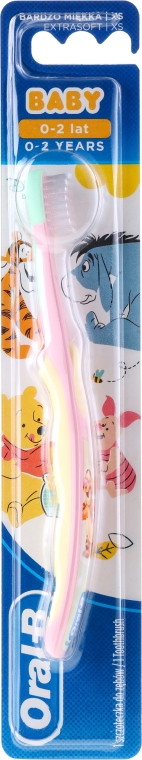 Bardzo miękka szczoteczka do zębów dla dzieci 0-2, Tygrysek, różowo-żółta - Oral-B Baby — Zdjęcie N1