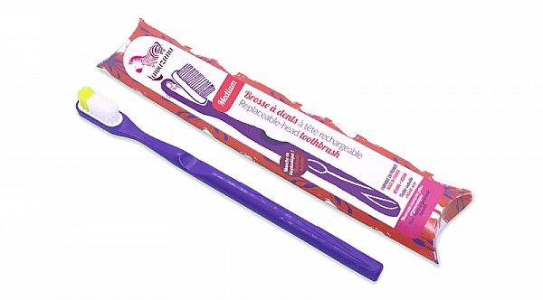 Szczoteczka do zębów z wymienną główką, średnia twardość, fioletowa - Lamazuna Toothbrush — Zdjęcie N1