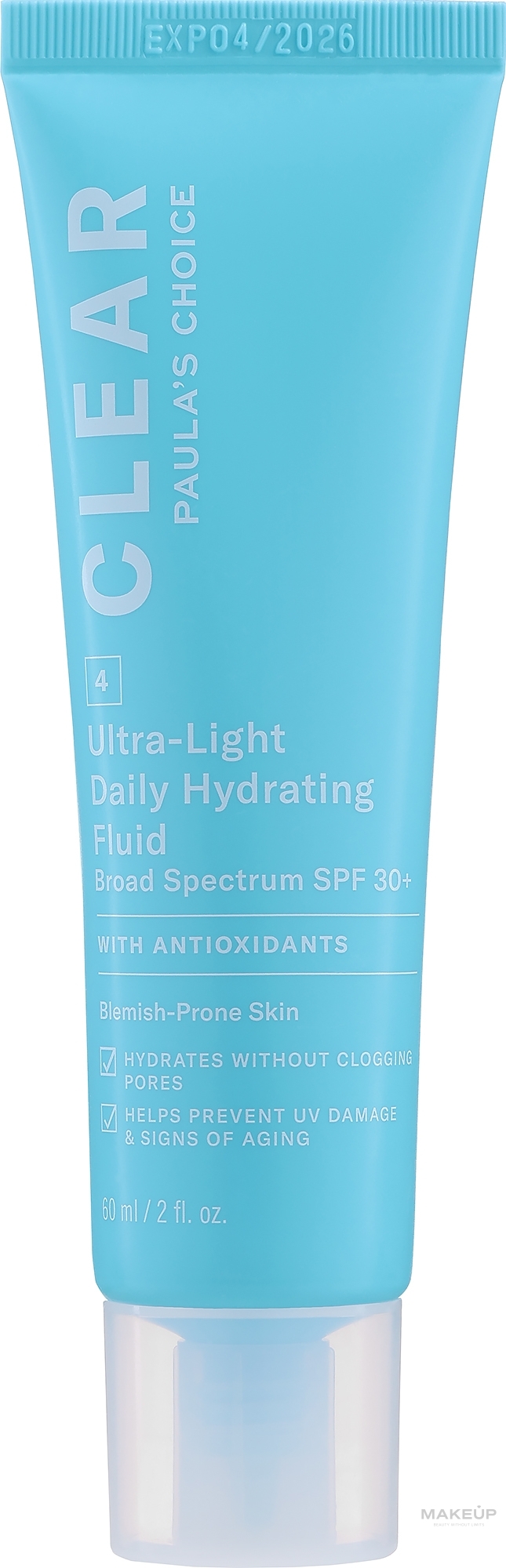 Lekki nawilżający płyn do twarzy - Paula's Choice Clear Ultra-Light Daily Hydrating Fluid SPF 30+ — Zdjęcie 60 ml