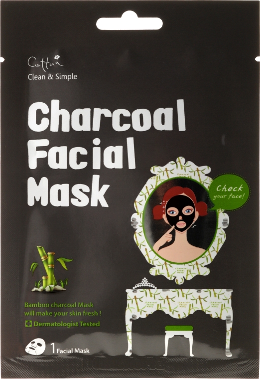 Maska na tkaninie do twarzy z węglem bambusowym - Cettua Charcoal Facial Mask — Zdjęcie N1