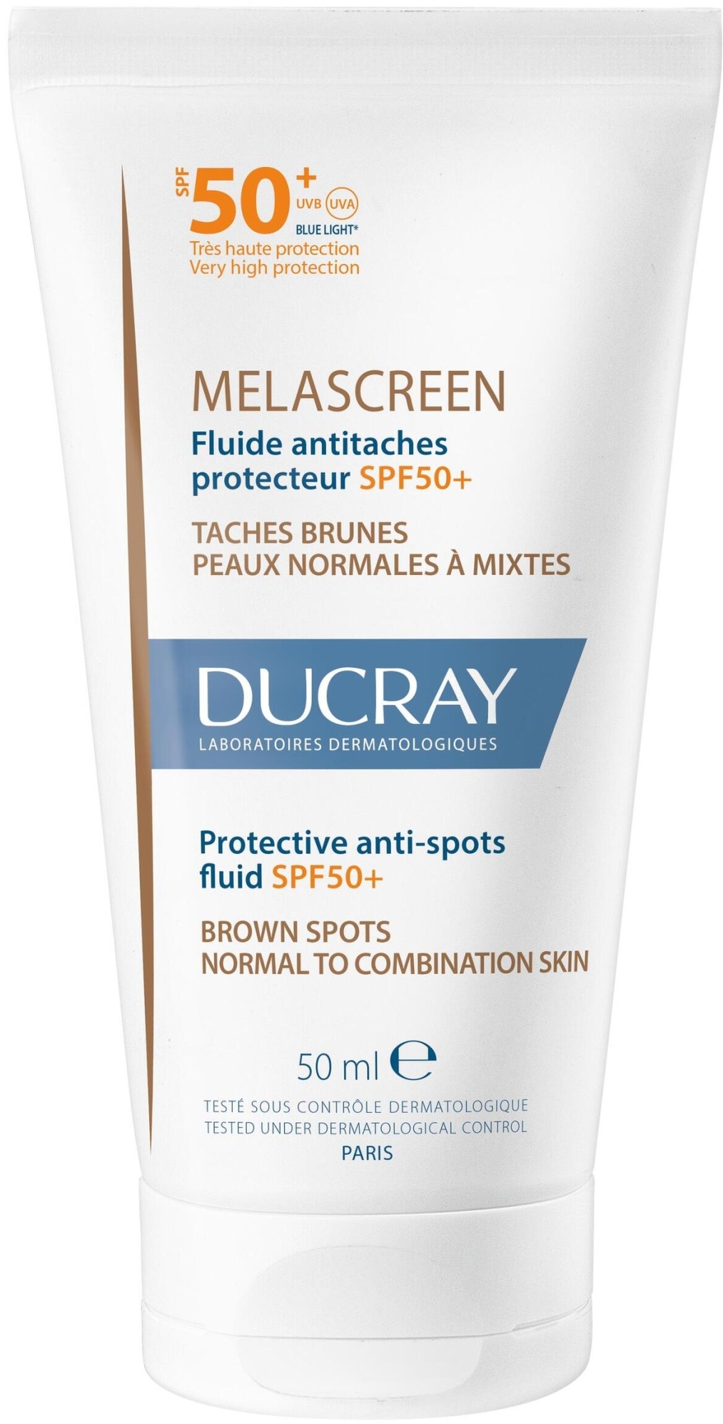 Fluid do twarzy przeciw przebarwieniom SPF 50+ - Ducray Melascreen Protective Anti-spots Fluid SPF 50 Normal to Combination Skin — Zdjęcie 50 ml