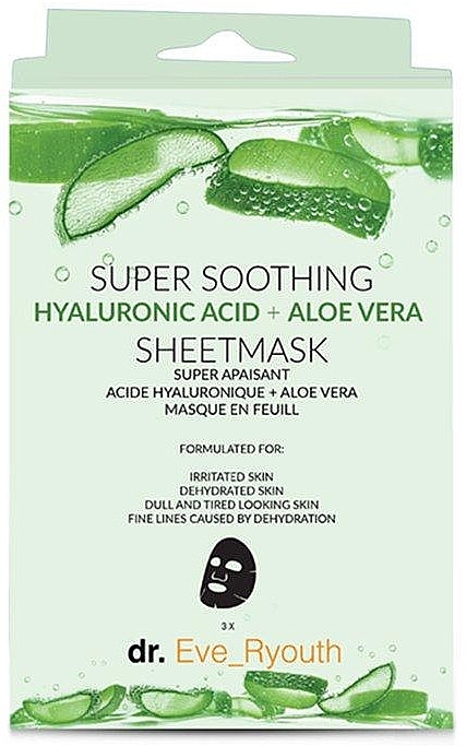 Maska tkaninowa z kwasem hialuronowym i aloesem - Dr. Eve_Ryouth Super Soothing Hyaluronic Acid+Aloe Vera Mask — Zdjęcie N1