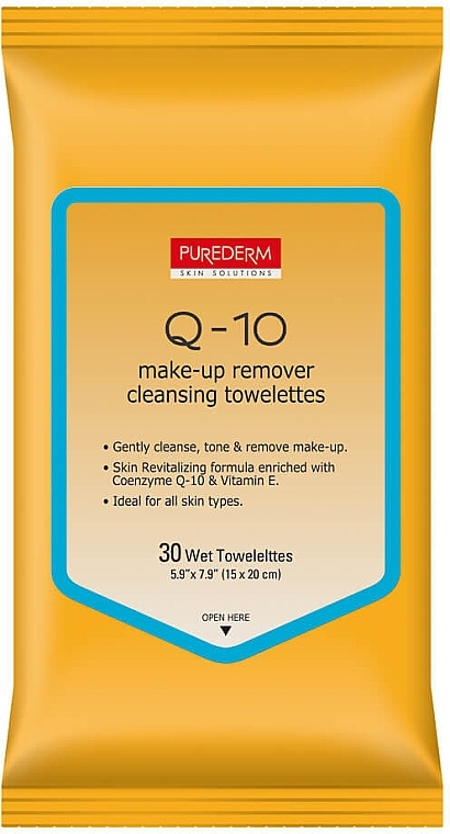 Chusteczki do demakijażu z Q10 - Purederm Q10 Make-Up Remover Cleansig Towelettes — Zdjęcie N1