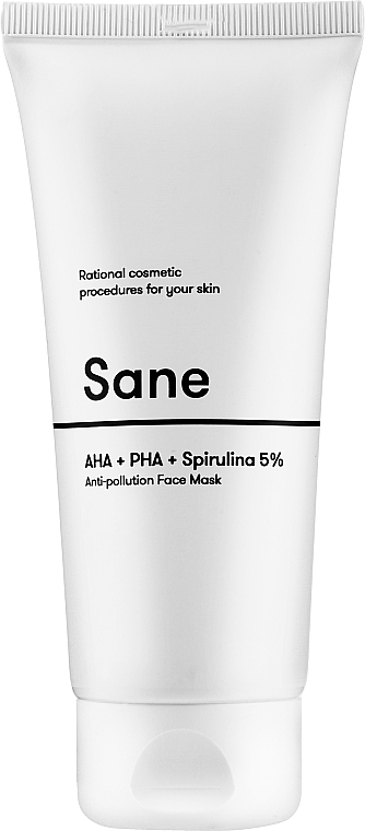 Przeciwutleniająca maseczka do twarzy z kwasami AHA + PHA + Spirulina 5% - Sane AHA + PHA + Spirulina 5% Anti-pollution Face Mask — Zdjęcie N4