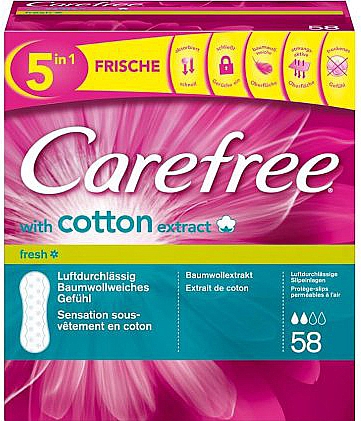 Wkładki higieniczne, 58 szt. - Carefree Cotton Fresh