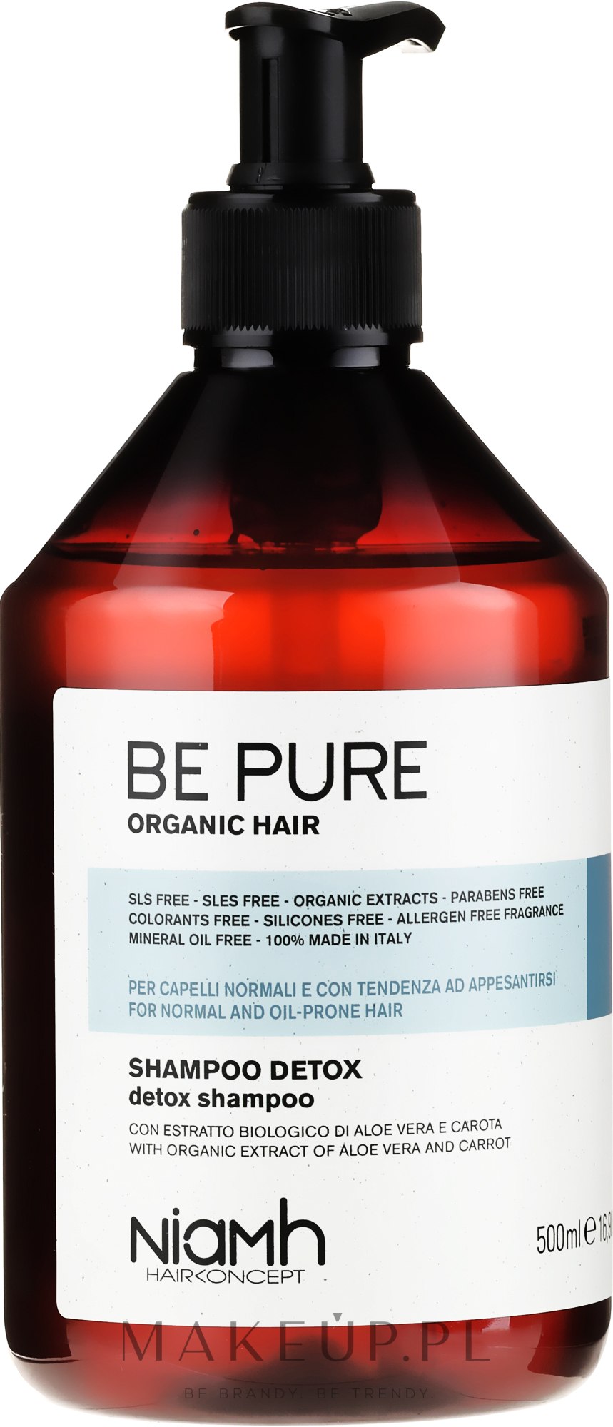 Detoksykujący szampon do włosów przetłuszczających się - Niamh Hairconcept Be Pure Detox Shampoo — Zdjęcie 500 ml