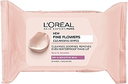 Kup Chusteczki do demakijażu - L'Oreal Paris Skin Expert Fine Flowers Cleansing Wipes Dry & Sensitive Skin