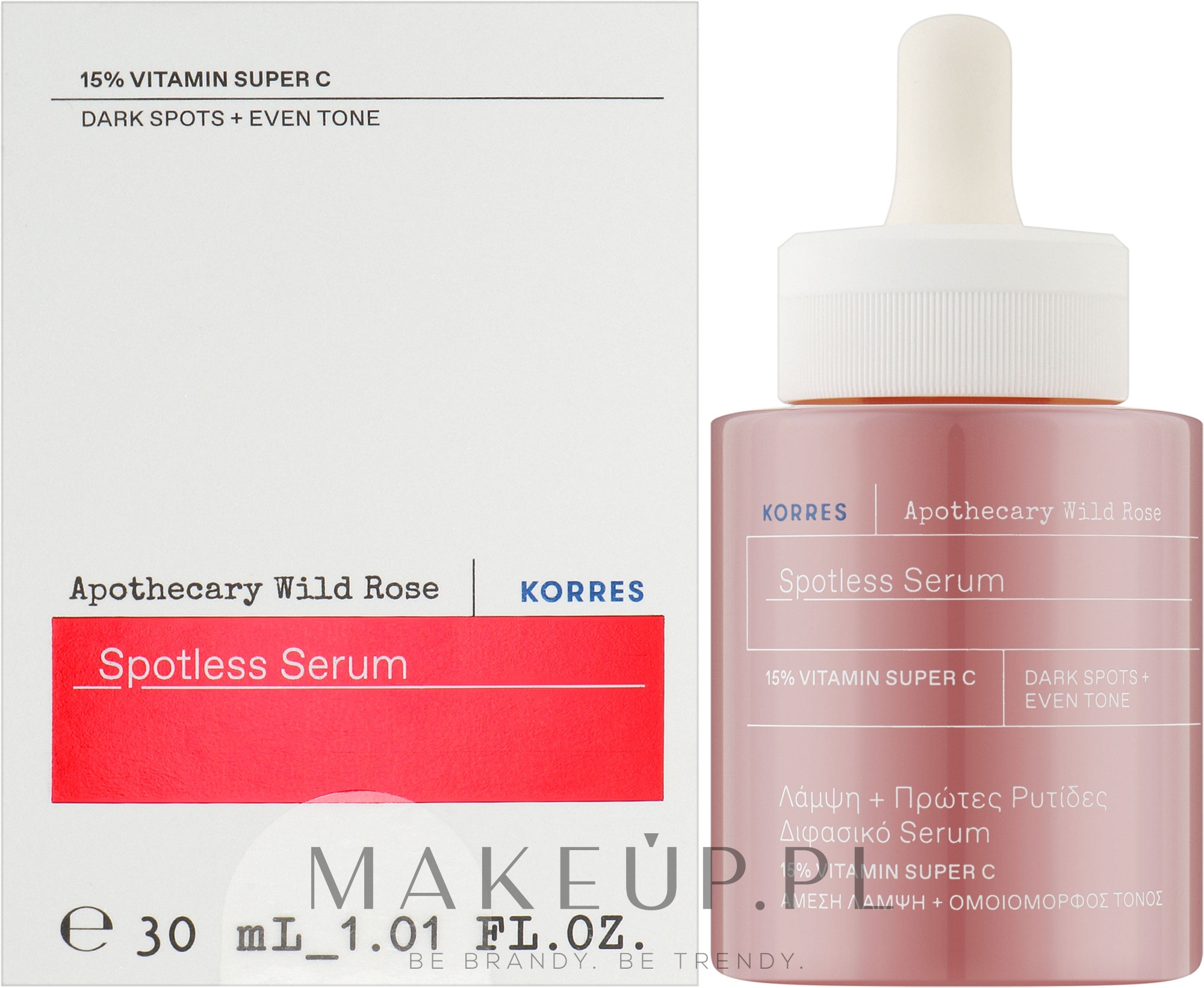 Dwufazowe serum do twarzy - Korres Apothecary Wild Rose Spotless Serum 15% Vitamin Super C  — Zdjęcie 30 ml