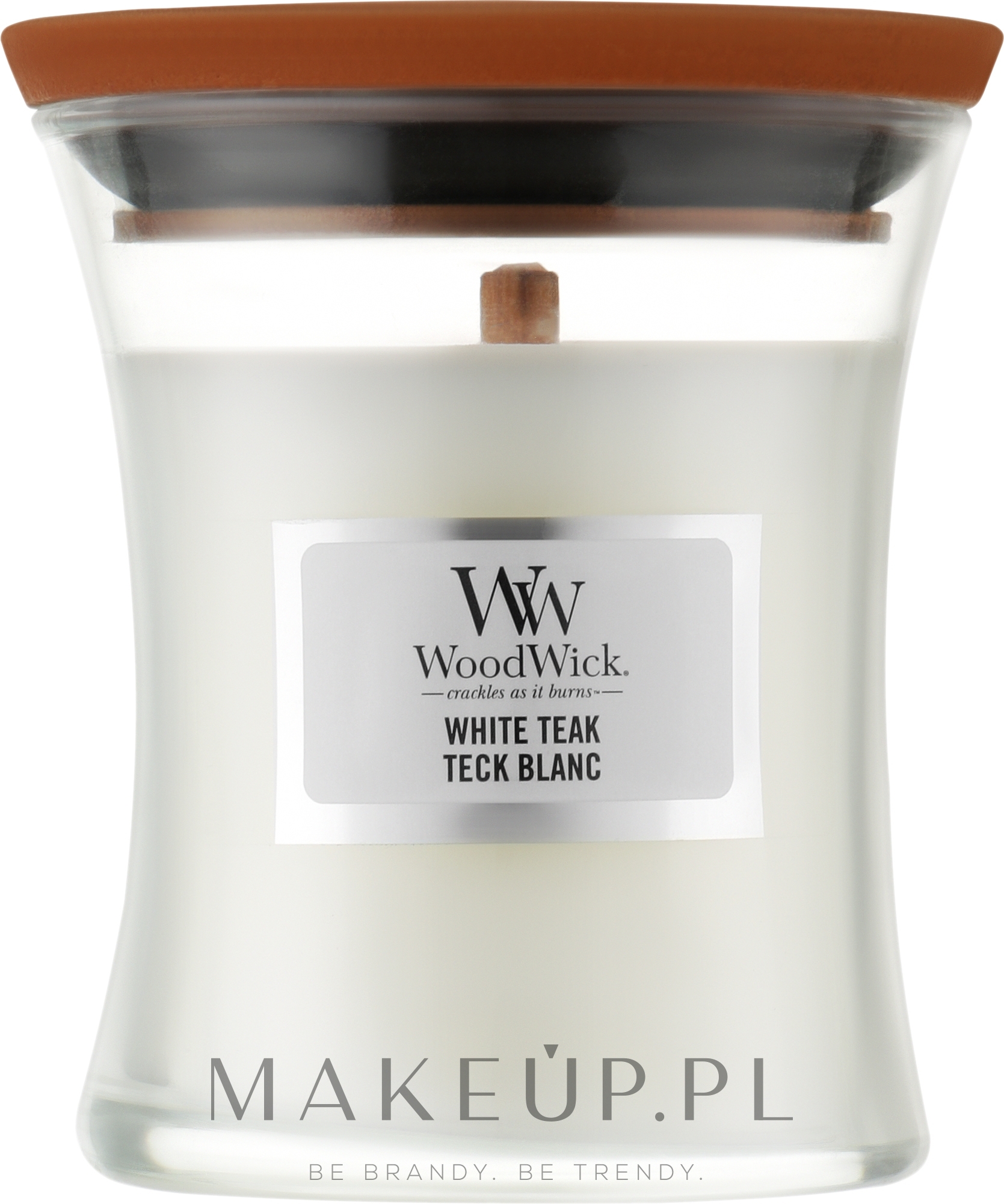 Świeca zapachowa w szkle - WoodWick Hourglass Candle White Teak — Zdjęcie 85 g