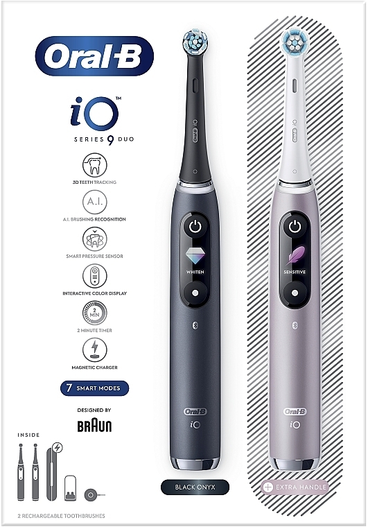 Zestaw elektrycznych szczoteczek do zębów - Oral-B iO Series 9 Duo Black Onyx, Rose — Zdjęcie N2