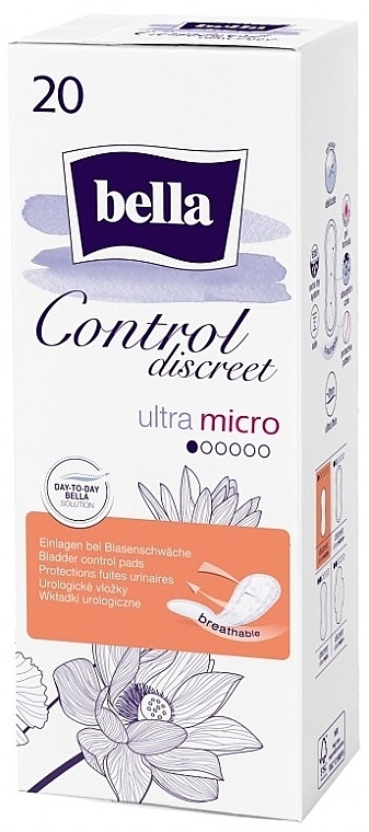 Wkładki urologiczne dla kobiet, 20 sztuk - Bella Control Discreet Ultra Micro — Zdjęcie N1