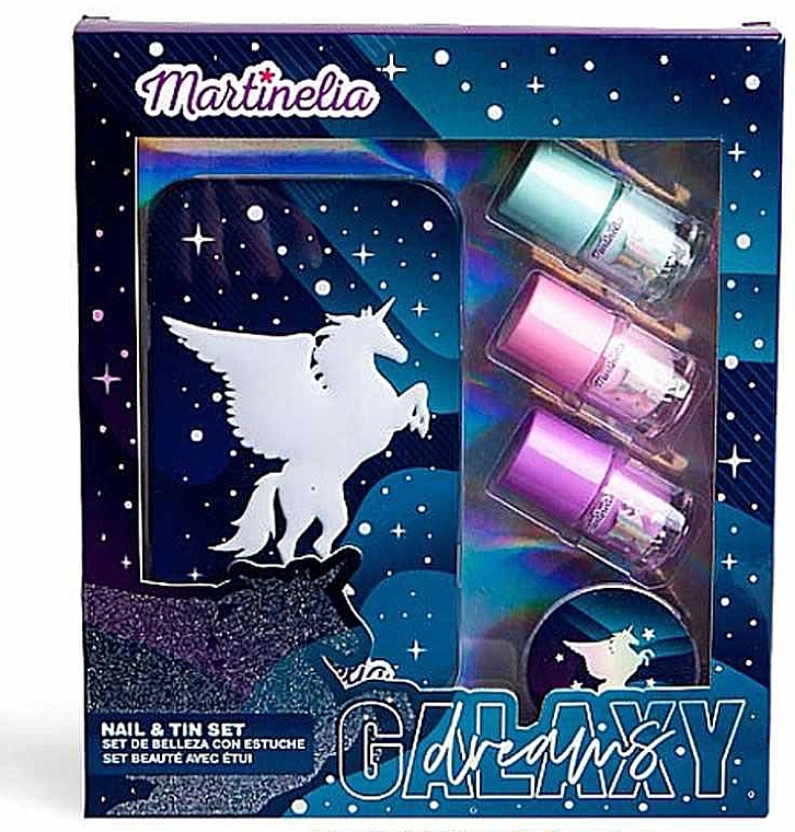 Zestaw - Martinelia Galaxy Dreams Nails & Tin Box (nail/polish/3 pcs + nail/file/1 pcs + box) — Zdjęcie N1