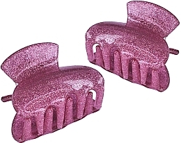 Zestaw spinek do włosów, 2 szt., różowe z brokatem - Lolita Accessories — Zdjęcie N1