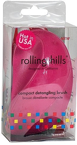 PRZECENA! Kompaktowa szczotka do włosów, różowa - Rolling Hills Compact Detangling Brush Fuschia * — Zdjęcie N1