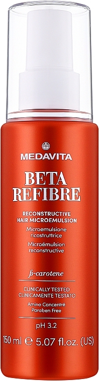 Serum wzmacniające do włosów - Medavita Beta Refibre Recontructive Hair Microemulsion — Zdjęcie N1