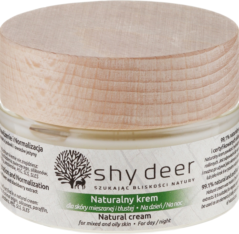 Naturalny krem do skóry mieszanej i tłustej na dzień i noc - Shy Deer Natural Cream — Zdjęcie N1