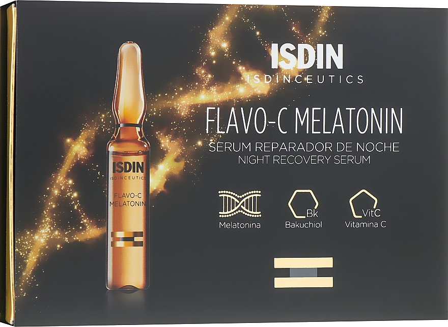 Serum do twarzy na noc w ampułkach - Isdin Isdinceutics Flavo C Melatonin Serum Reparador De Noche