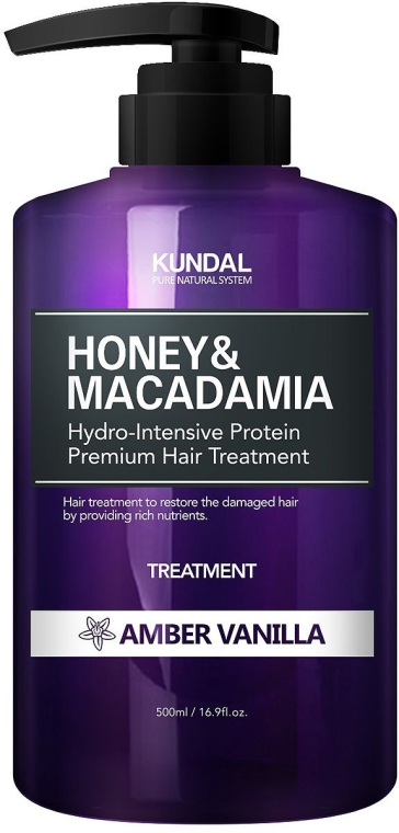 Intensywnie nawilżająca kuracja proteinowa do włosów zniszczonych Ambra i wanilia - Kundal Honey & Macadamia Amber Vanilla Treatment