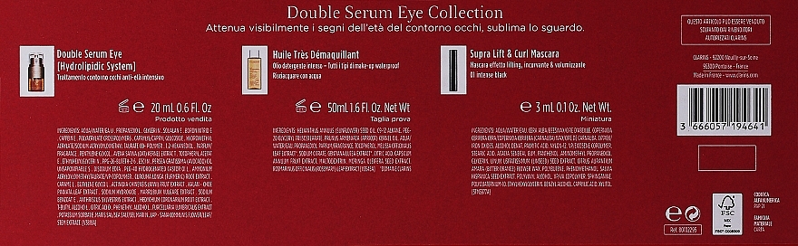 Zestaw - Clarins VP DS Eye World HLY 2022 (mascara/mini/3ml + eye/ser/20ml + oil/50ml + bag/1pc) — Zdjęcie N4