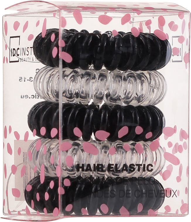 Zestaw gumek do włosów, czarne i przezroczyste, 5 szt. - IDC Institute Design Hair Elastic Pack — Zdjęcie N1