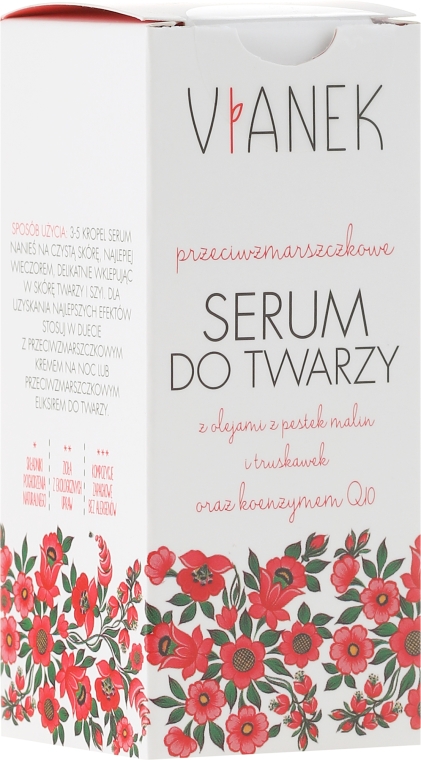Przeciwzmarszczkowe serum do twarzy z koenzymem Q10 - Vianek Seria czerwona ujędrniająca