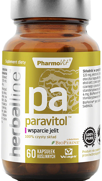 Suplement diety na wsparcie jelit Paravitol, 60 szt. - Pharmovit Herballine — Zdjęcie N1
