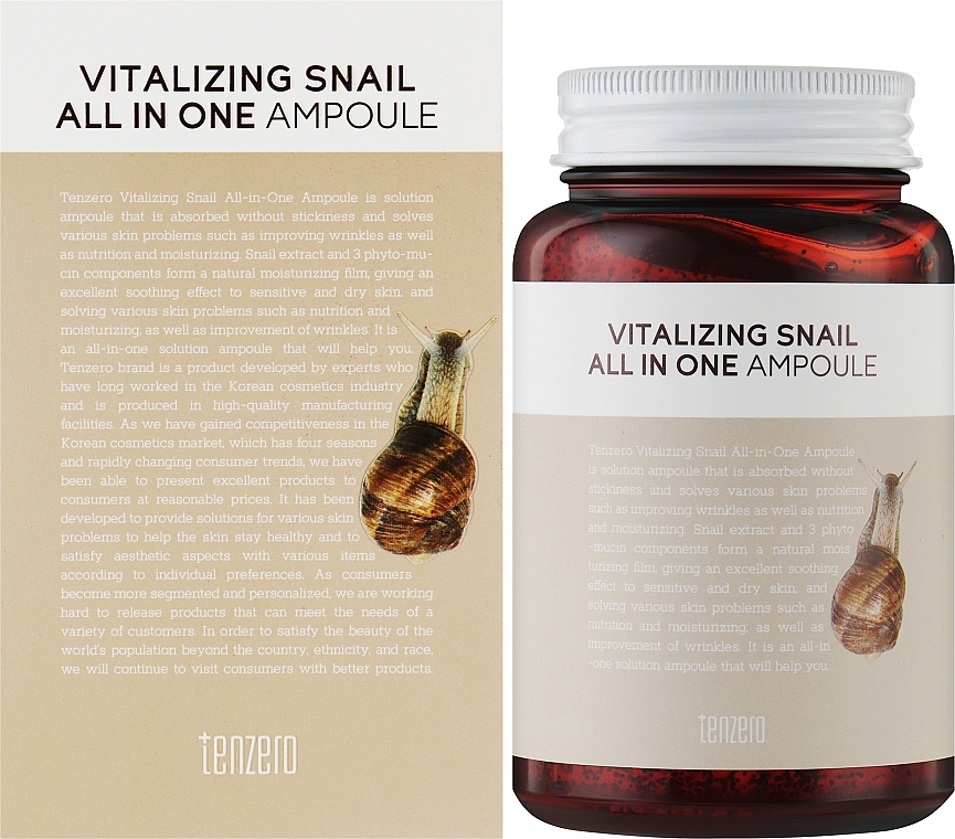 Serum ampułkowe z ekstraktem ze śluzu ślimaka - Tenzero Vitalizing Snail Ampoule  — Zdjęcie N2