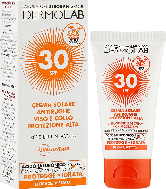 Przeciwzmarszczkowy krem przeciwsłoneczny do twarzy i szyi SPF 30 - Deborah Milano Dermolab Antiwrinkle Sun Cream SPF 30 — Zdjęcie N1