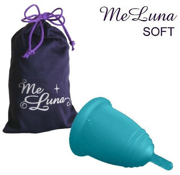 Kubeczek menstruacyjny z nóżką, rozmiar M, morski - MeLuna Soft Menstrual Cup Stem — Zdjęcie N1