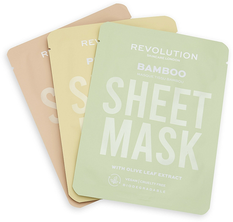 Zestaw maseczek do skóry suchej - Revolution Skincare Dry Skin Biodegradable Sheet Mask (f/mask/3pcs) — Zdjęcie N1