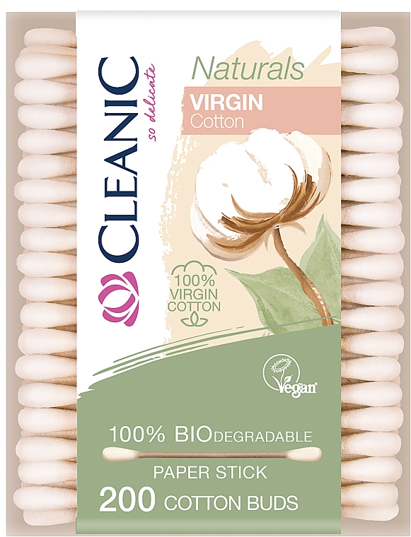 Patyczki kosmetyczne, 200 szt - Cleanic Naturals Virgin Cotton Buds