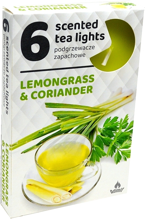 Podgrzewacze zapachowe tealight Trawa cytrynowa i kolendra, 6 szt. - Admit Scented Tea Light Lemongrass & Coriander — Zdjęcie N1