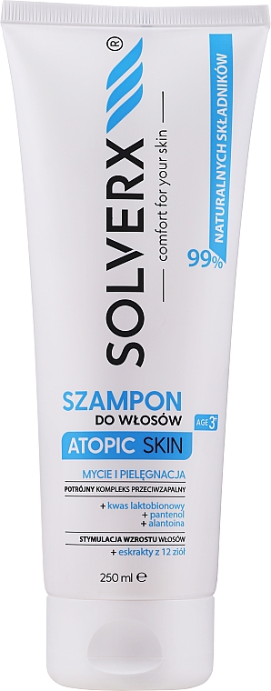 Szampon do włosów słabych i atopowej skóry głowy - Solverx Atopic Skin Shampoo — Zdjęcie N1