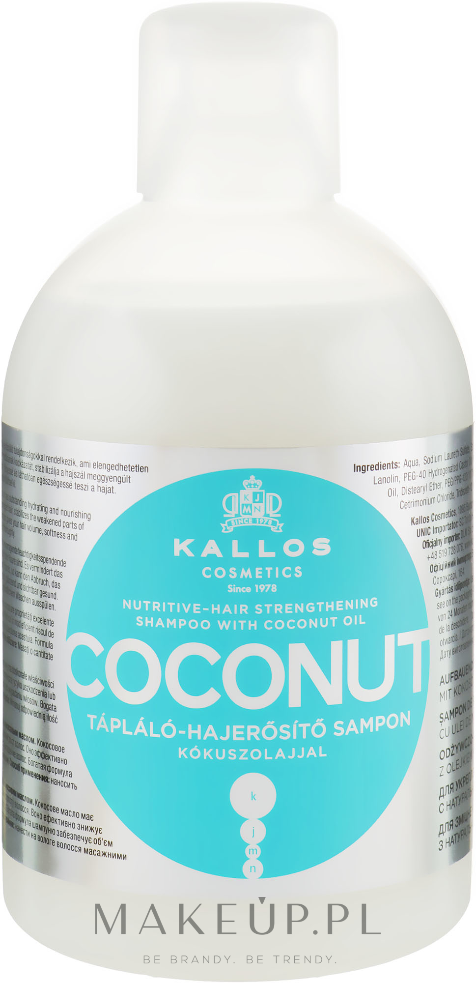 Odżywczy szampon wzmacniający do włosów z olejem kokosowym - Kallos Cosmetics Coconut Shampoo — Zdjęcie 1000 ml