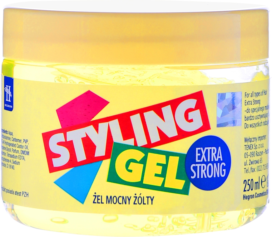 Mocny żel do stylizacji włosów Żółty - Hegron Styling Gel Extra Strong