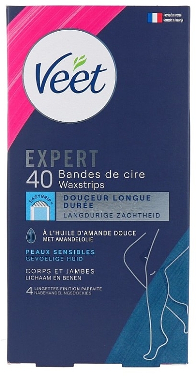 Plastry z woskiem do wrażliwej skóry stóp - Veet Expert Cold Wax Strips Legs Sensitive — Zdjęcie N1