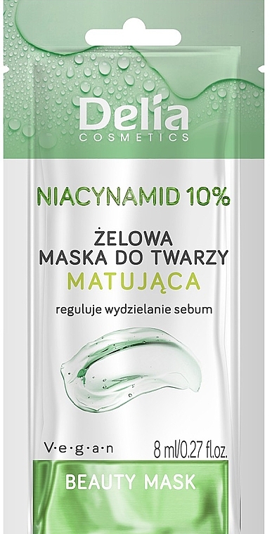 Matująca żelowa maska do twarzy Niacynamid 10% - Delia Beauty Mask — Zdjęcie N1