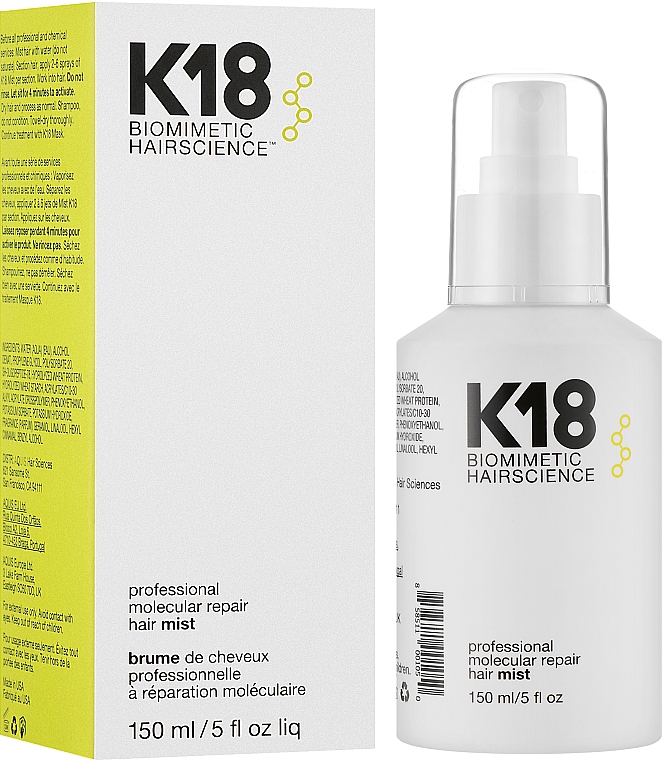 Regenerująca mgiełka do włosów - K18 Hair Biomimetic Hairscience Professional Molecular Repair Hair Mist — Zdjęcie N4