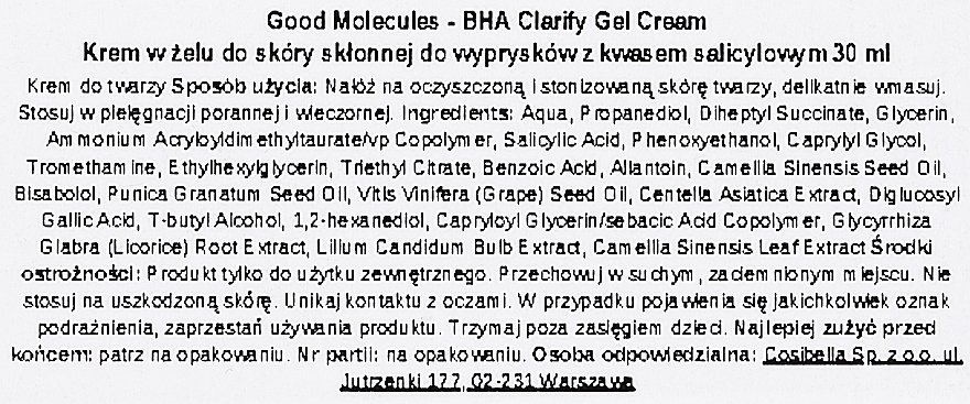 Żel-krem do twarzy - Good Molecules BHA Clarify Gel Cream — Zdjęcie N3