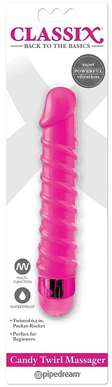 Wibrator, różowy - PipeDream Classix Candy Twirl Massager  — Zdjęcie N2