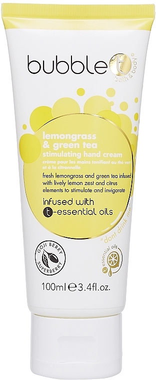 Krem do rąk z trawą cytrynową i zieloną herbatą - Bubble T Lemongrass & Green Tea Hand Cream — Zdjęcie N1