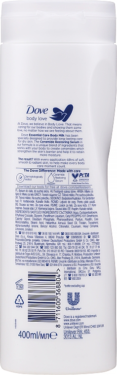 Odżywcze mleczko do ciała do skóry suchej - Dove Essential Nourishment Body Milk — Zdjęcie N3