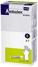 Kup Rękawice nitrylowe, bezpudrowe, białe, rozmiar S, 100 szt. - Matopat Ambulex