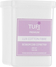 Kup Niestrzępiące się chusteczki Lux Cotton Fibre, 5 x 5 cm, perforowane - Tufi Profi