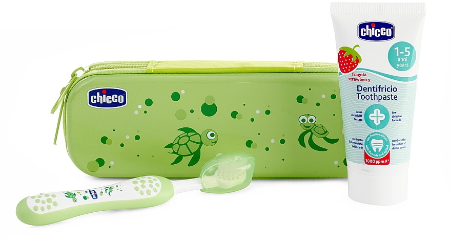 Podróżny zestaw zielony dla dzieci - Chicco (Toothbrush + Toothpaste 50 ml) — Zdjęcie N1
