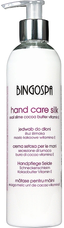 Jedwab do dłoni Śluz ślimaka, masło kakaowe i witamina E - BingoSpa Silk For Hands