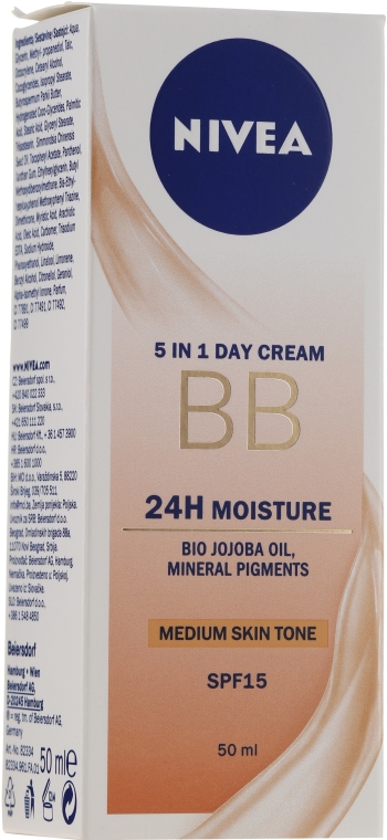 NIVEA 5 In 1 BB Day Cream 24H Moisture - Nawilżający krem BB SPF 15 — Zdjęcie N1